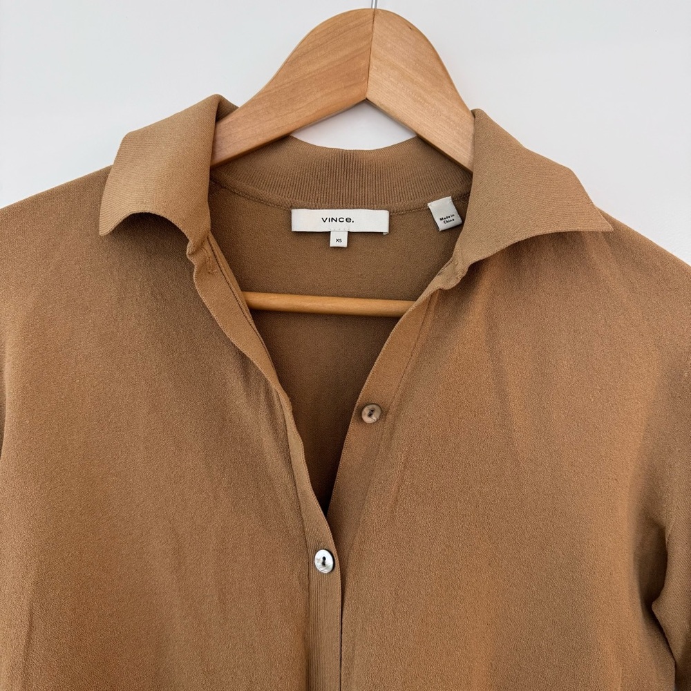Vince Tan Collared Button-Up - Picture 3 of 8